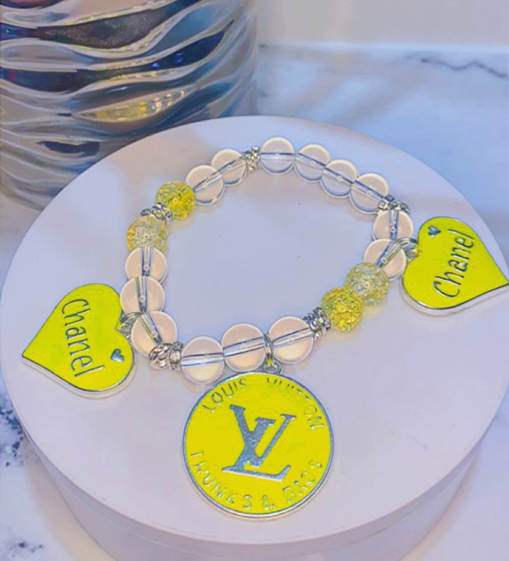 Yellow/transparent Charm Bracelet