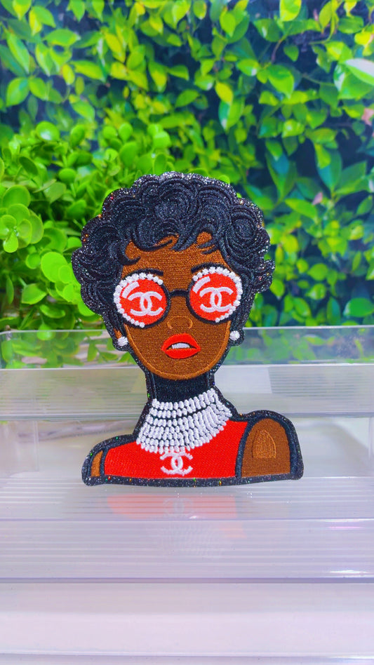 Red lady iron on medium patch