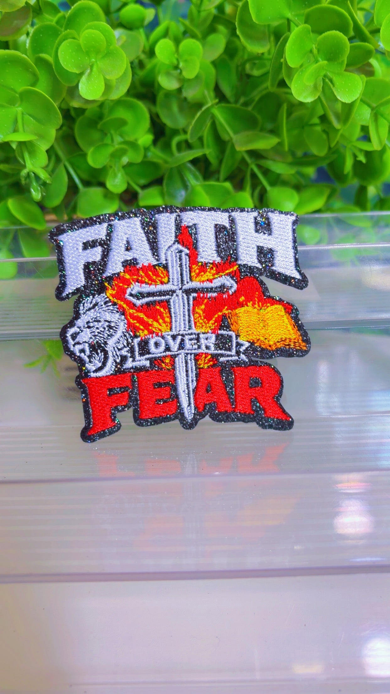 Faith over fear iron on patch