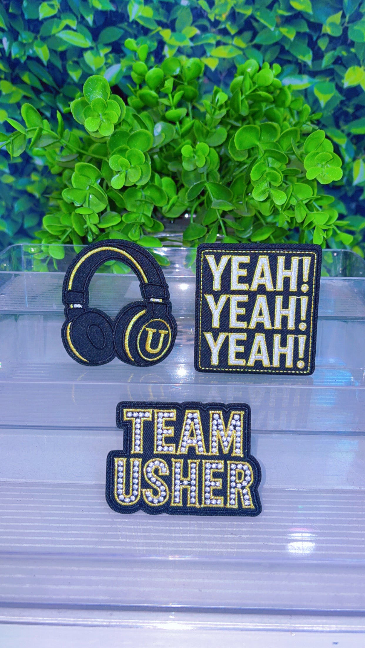 Team Usher iron on patch set