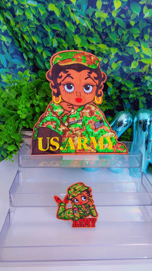 Army Betty Big and small iron on patch set