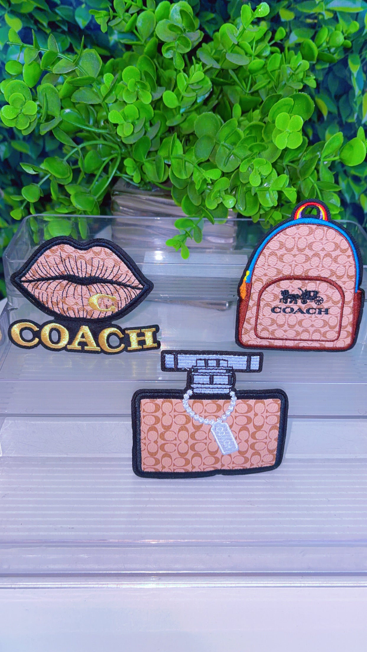 Brown iron on patch set
