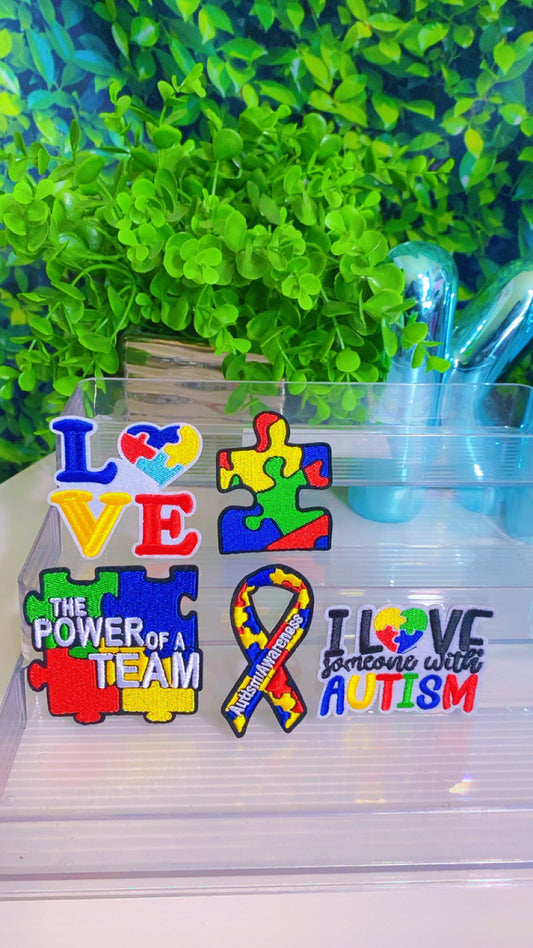 Autism iron on patch set of 5