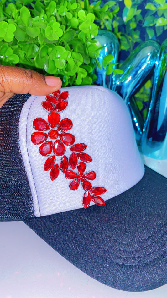 Red blossom jewel appliqué (hat not included)