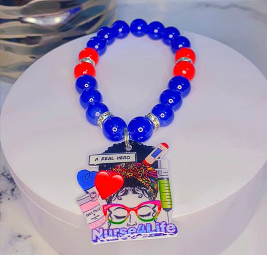 Nurse4Life ( Red, Blue Nurse Charm Bracelet)