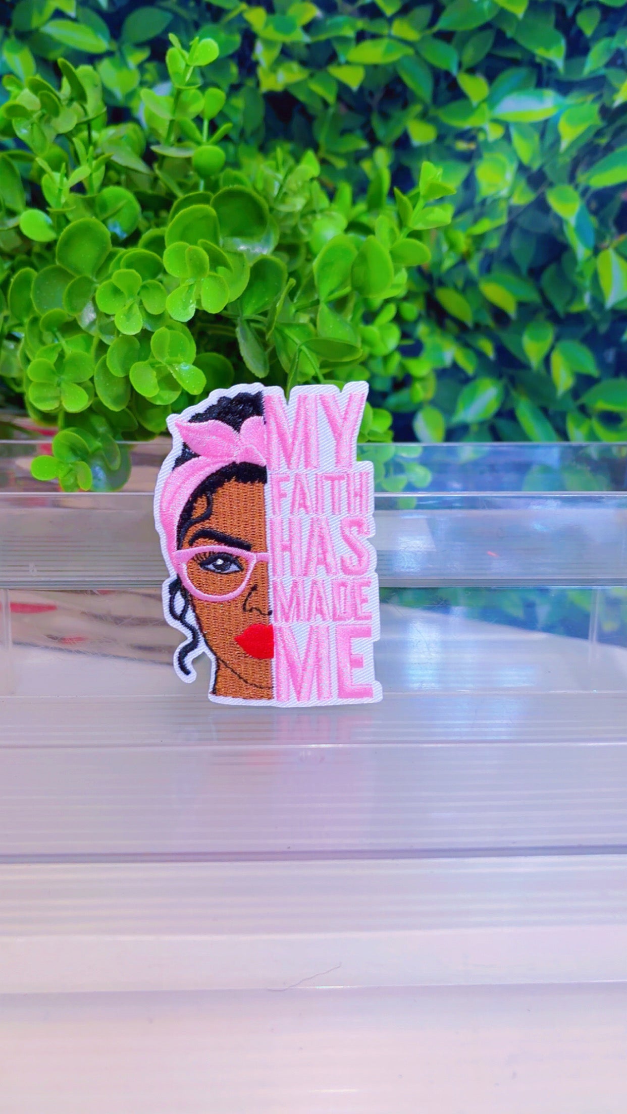 Pink My faith has led me iron on patch