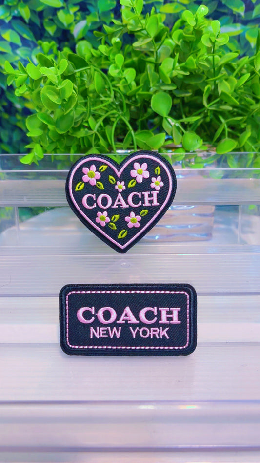 Pink and black iron on patch set
