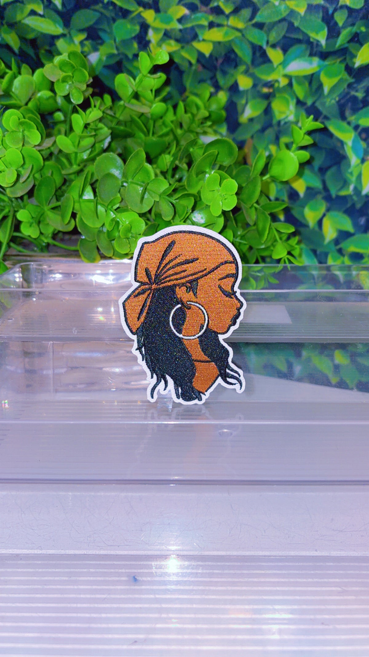 Black lady iron on patch