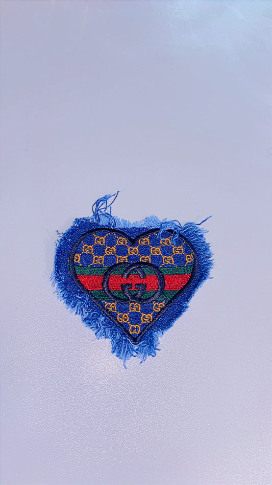 Denim heart iron on patch