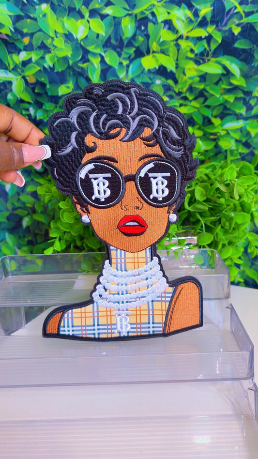 10 inch lady iron on patch