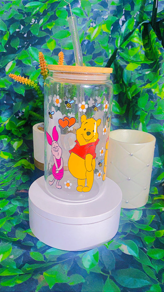 16oz Pooh glass tumbler