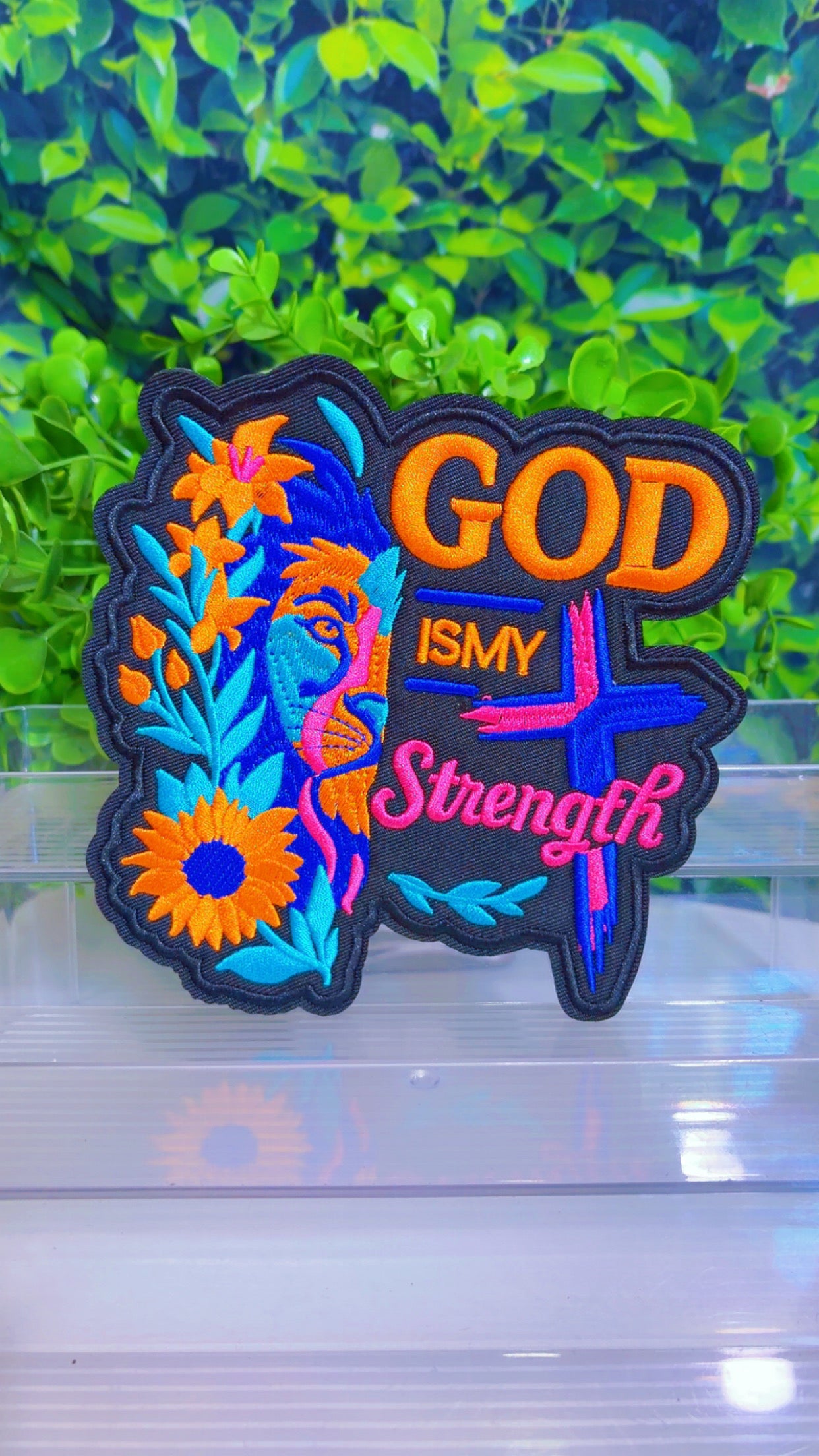 God is my strength iron on patch (2 sizes)
