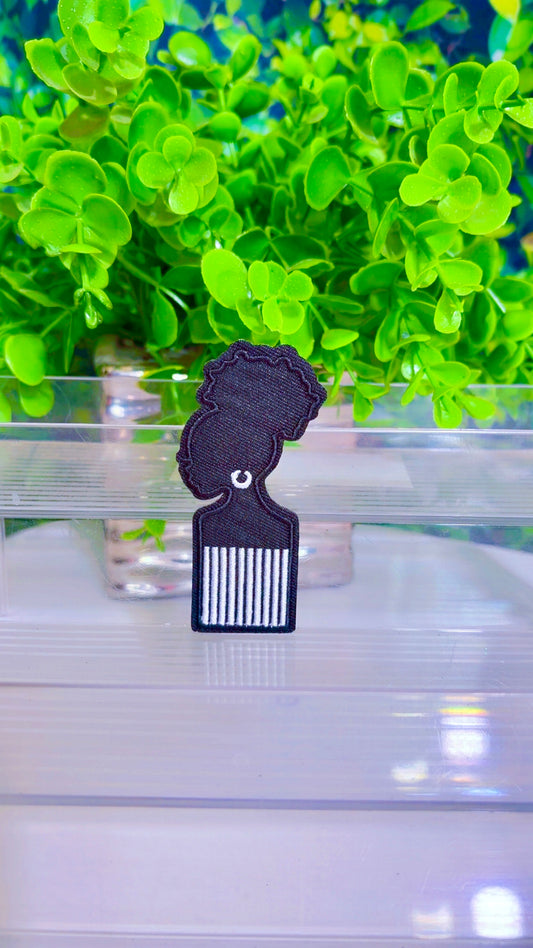 Afro girl iron on patch