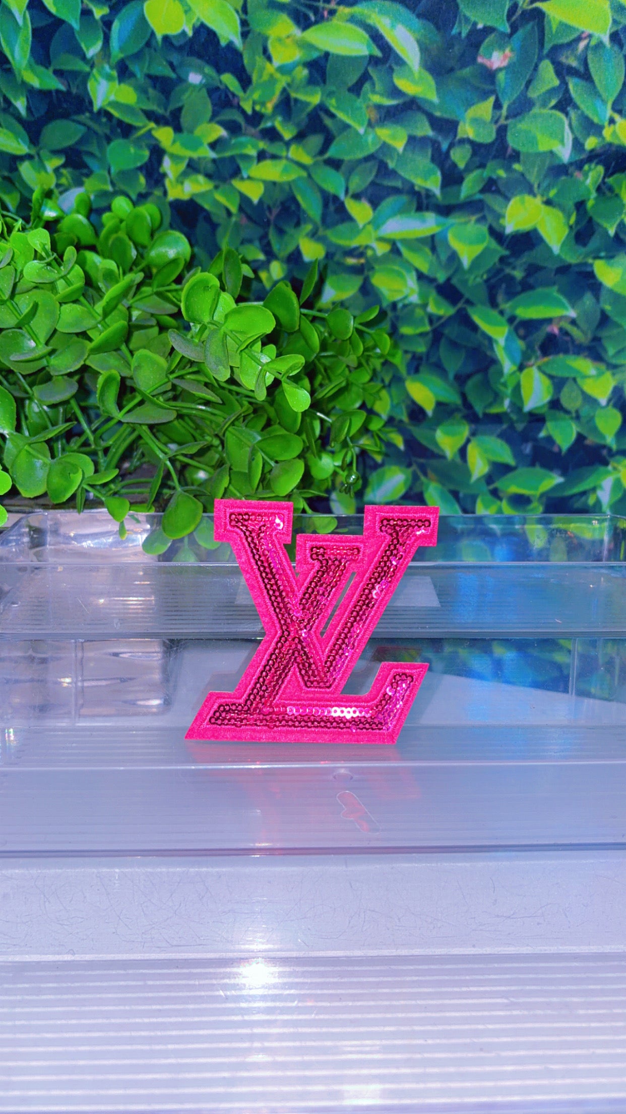 L sequin iron on patch