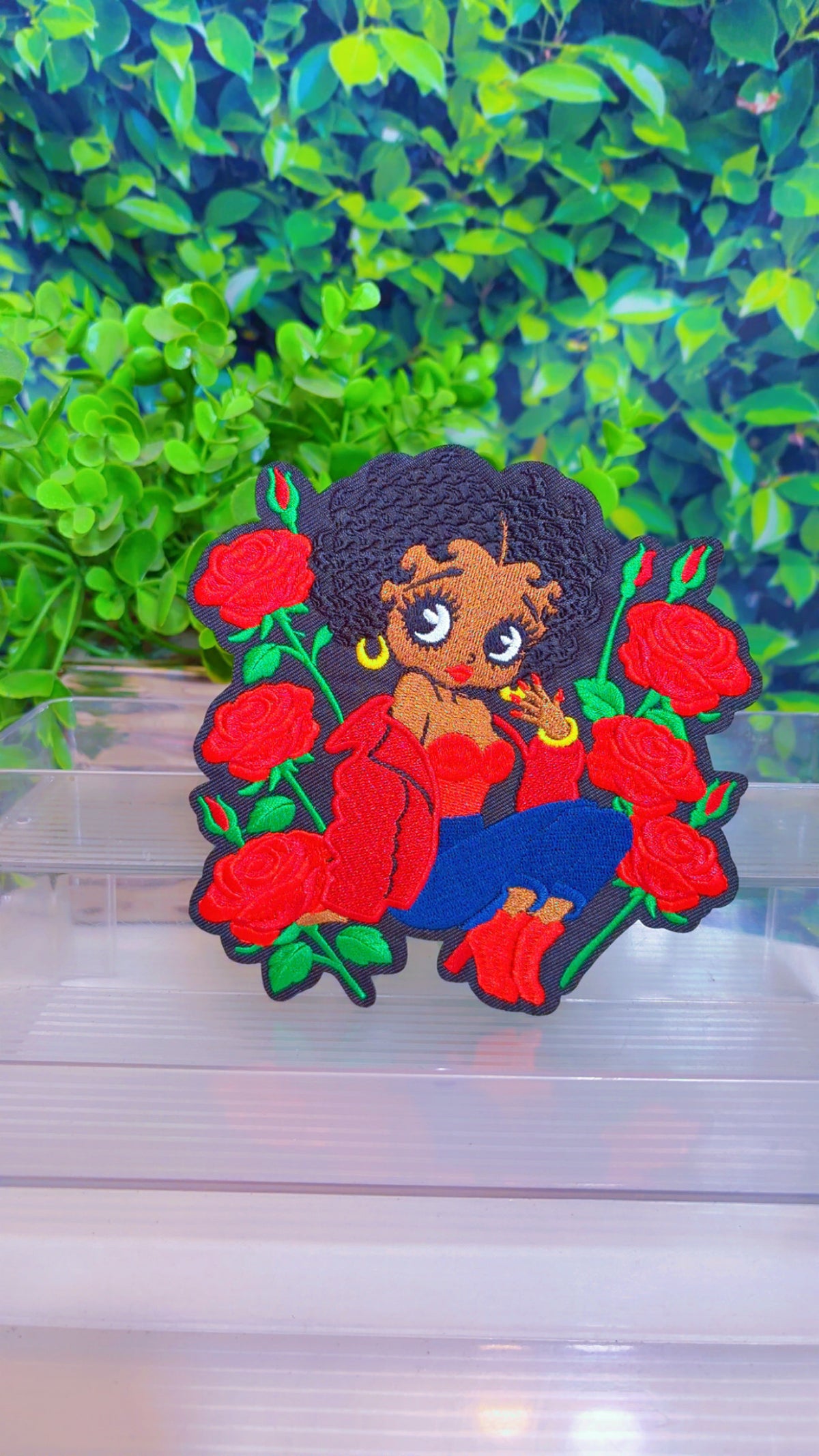 Red rose Betty medium or big iron on patch