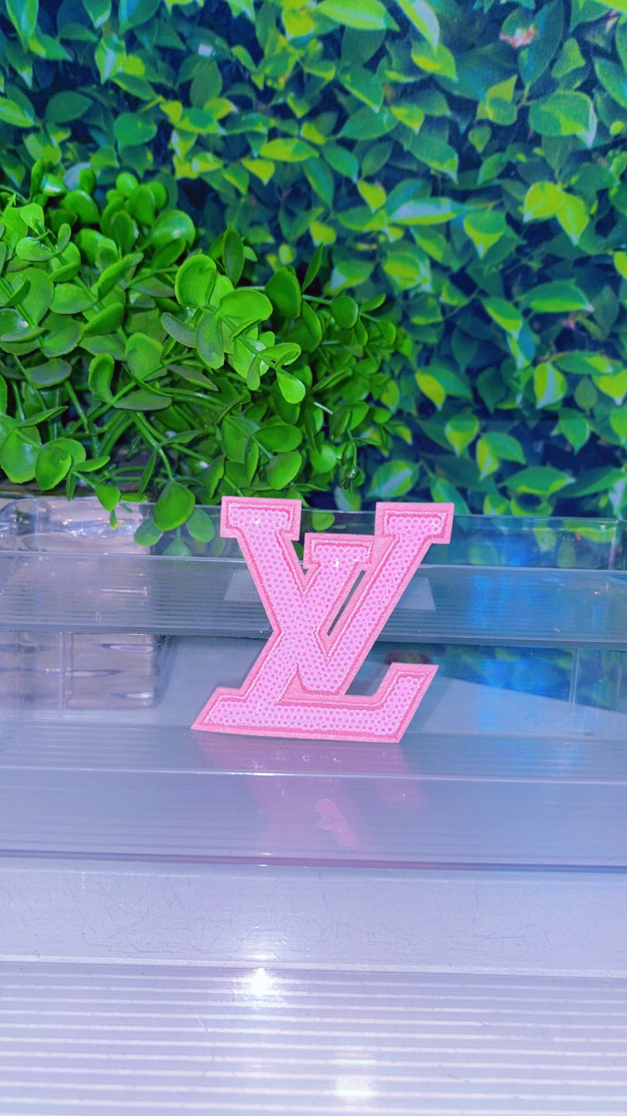 L sequin iron on patch