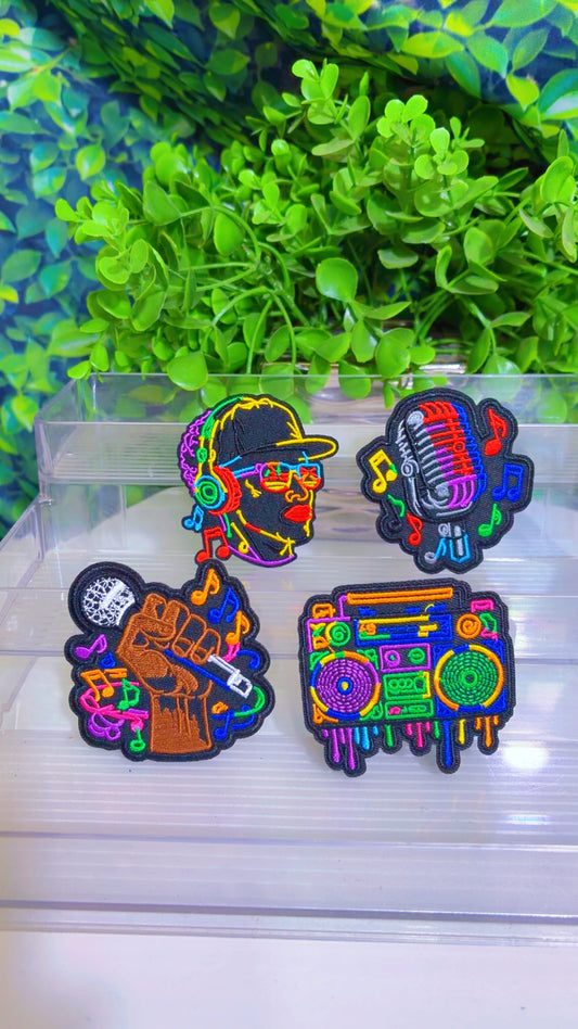 Colorful music iron on patch set