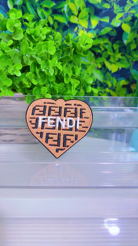 Tan heart iron on patch