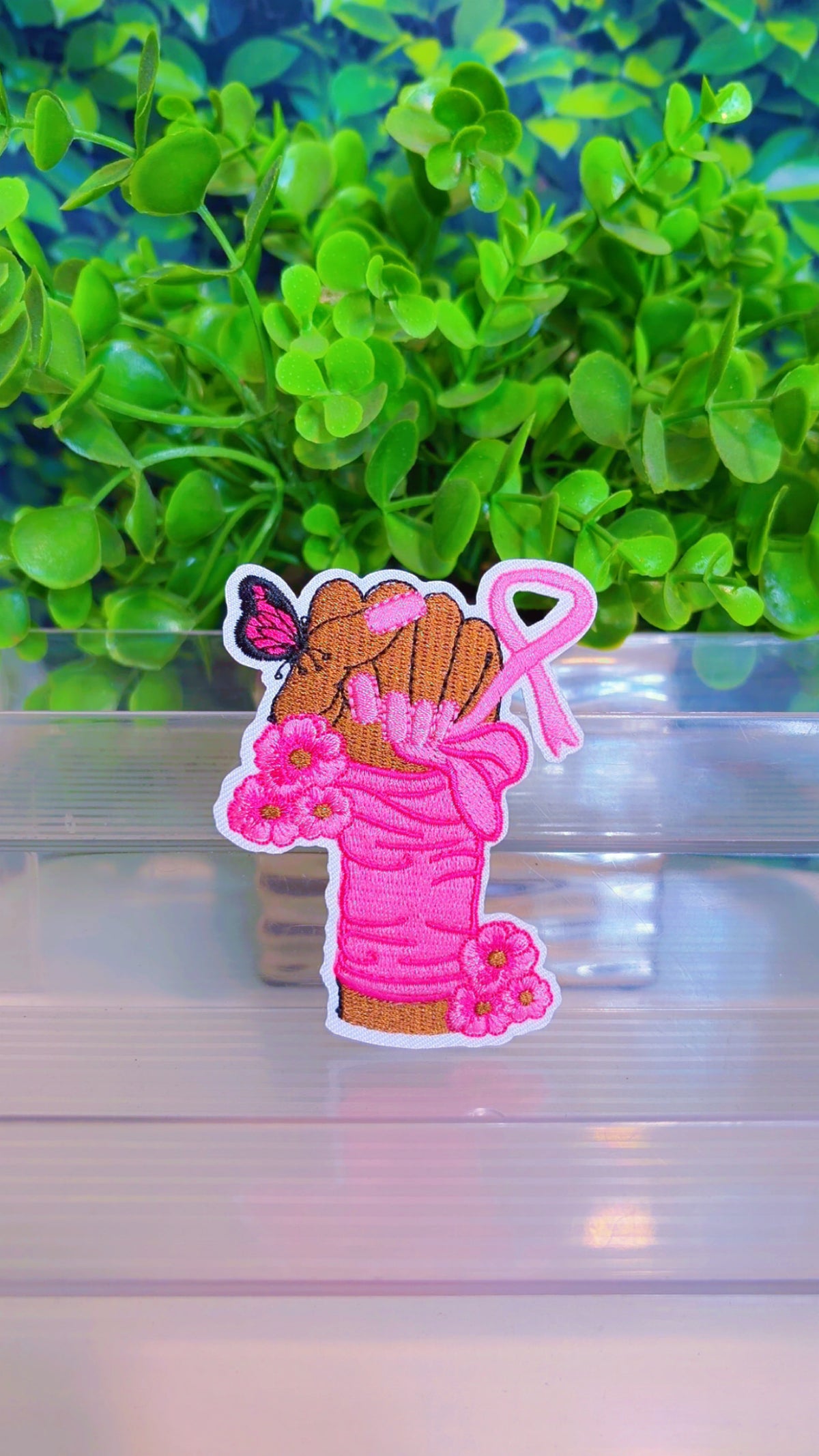 Breast cancer iron on patch