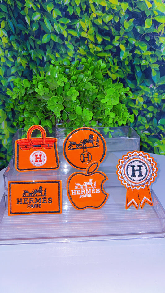 Orange iron on patch set