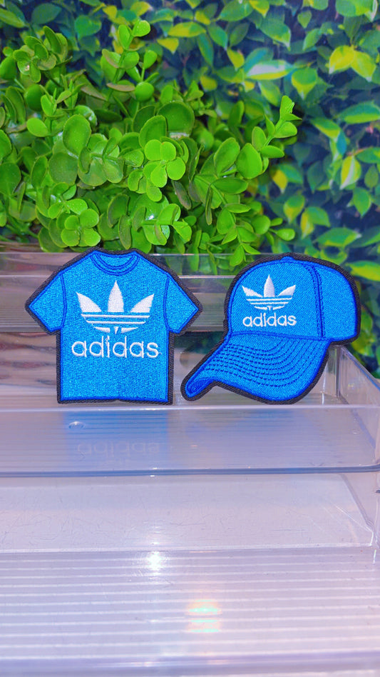 Blue hat shirt iron on patch set