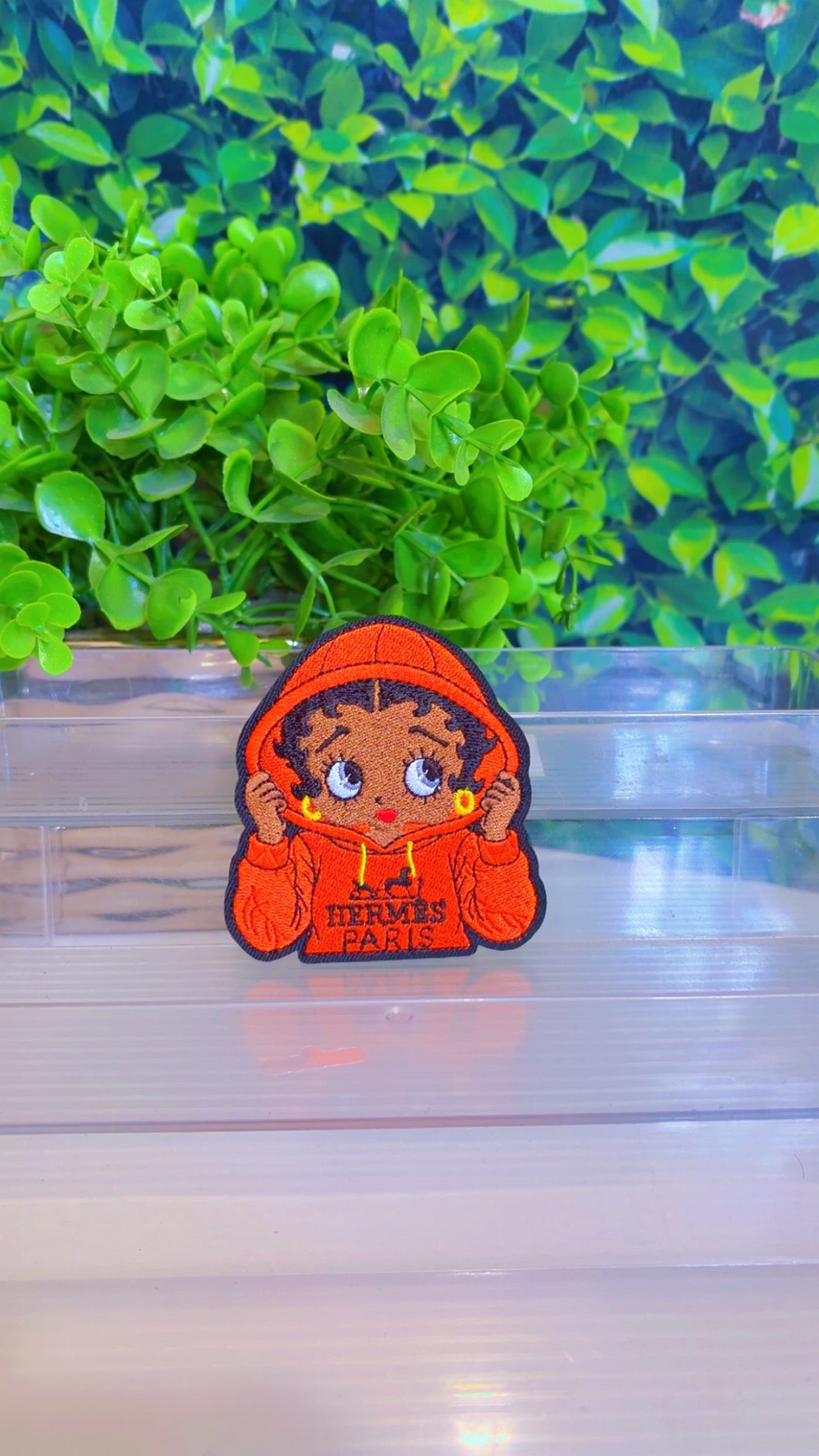 H girl iron on patch