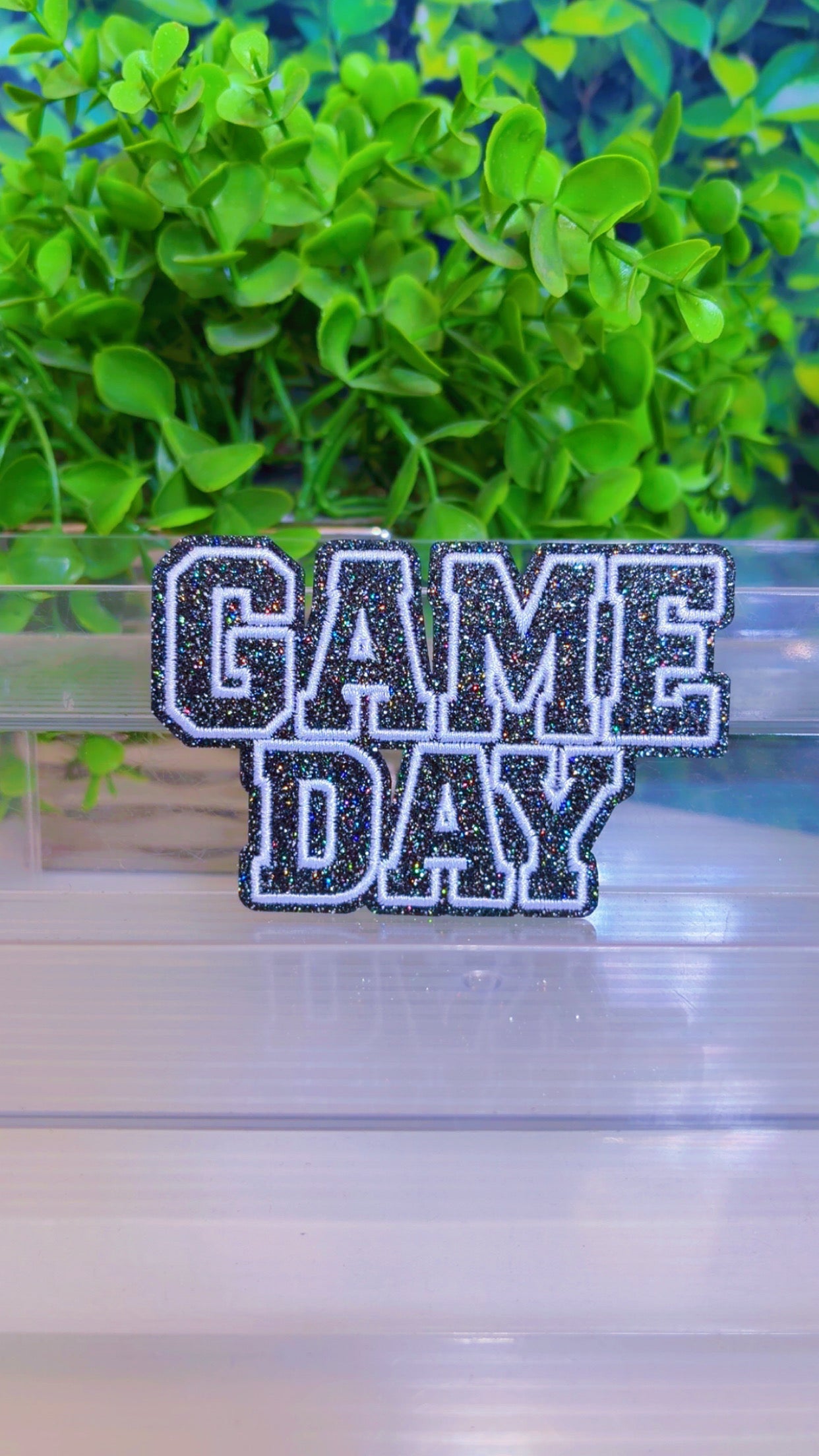 Game Day pink or black iron on patch