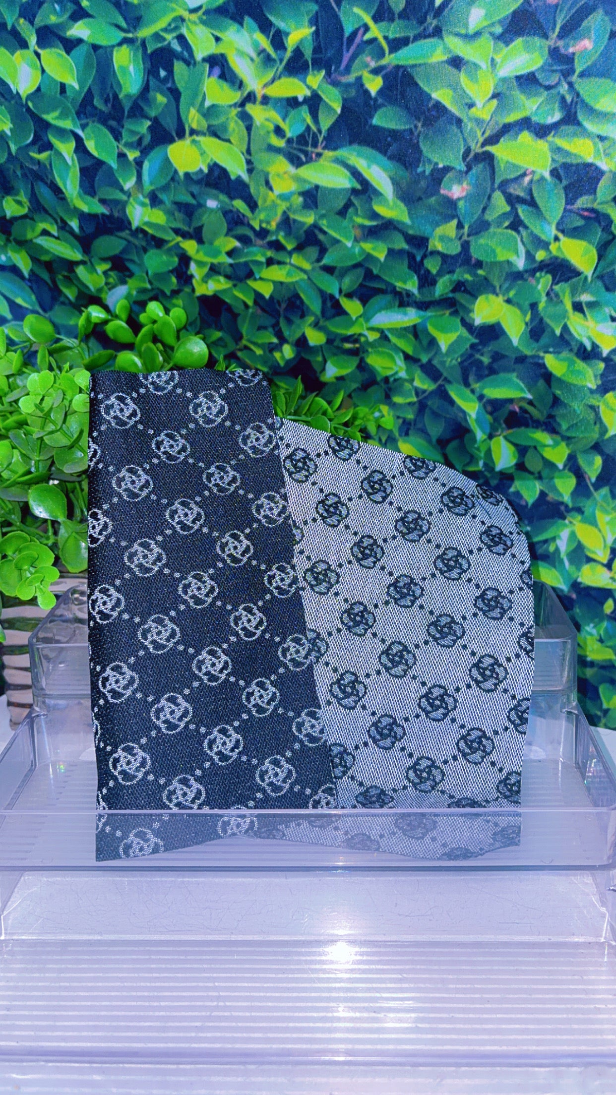 Black & Gray Luxe Designer-Inspired DTF Transfer – 12x8