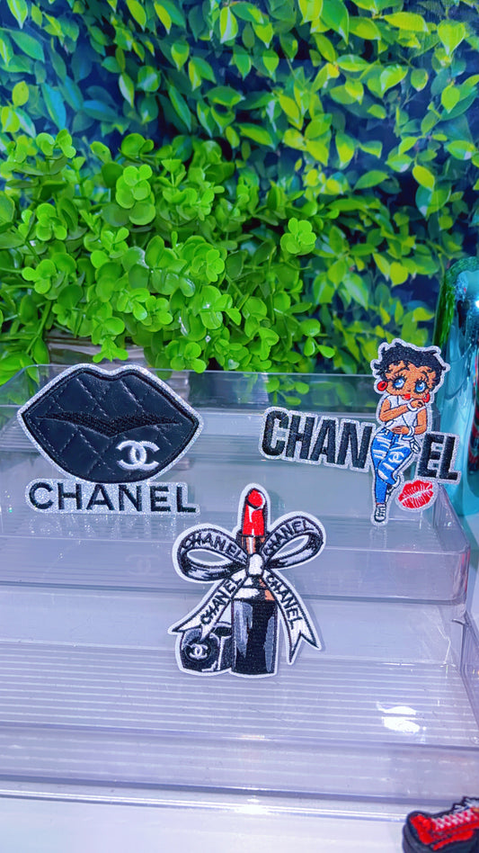 Black and silver iron on patch set