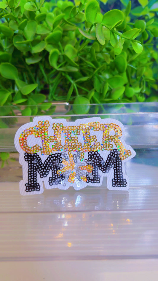 Cheer sequin Mom iron on patch