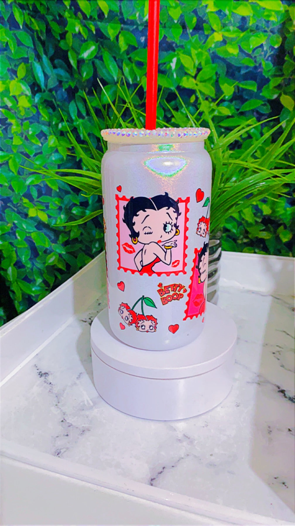 Betty boop cup with bling lid & straw 16oz – Kreative Kreations by Kia