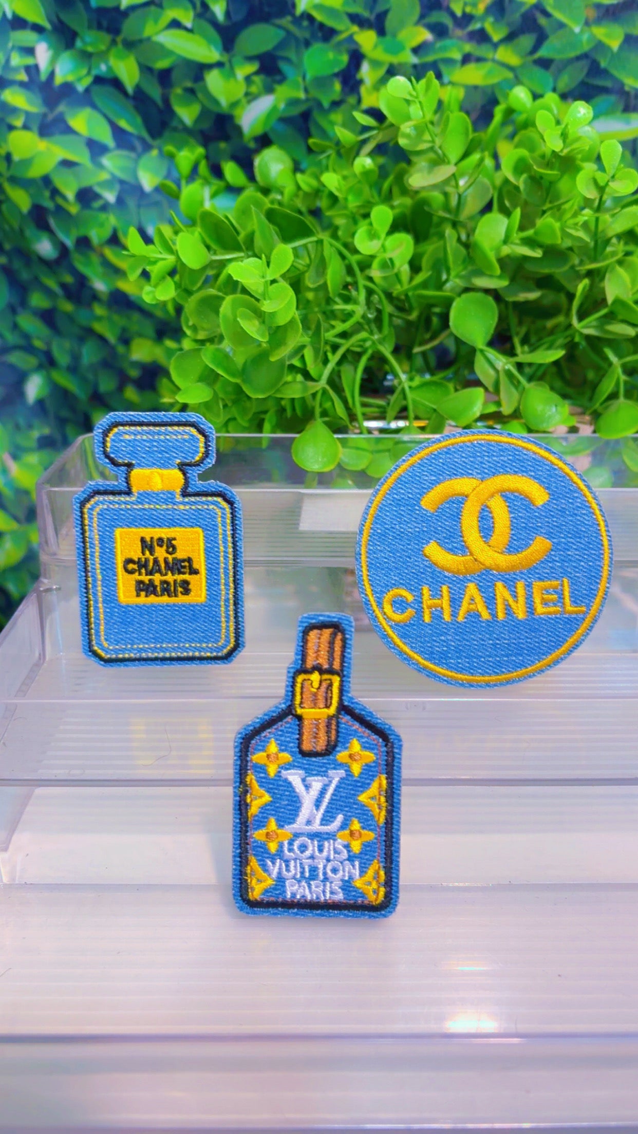 Denim yellow 3 piece iron on patch set