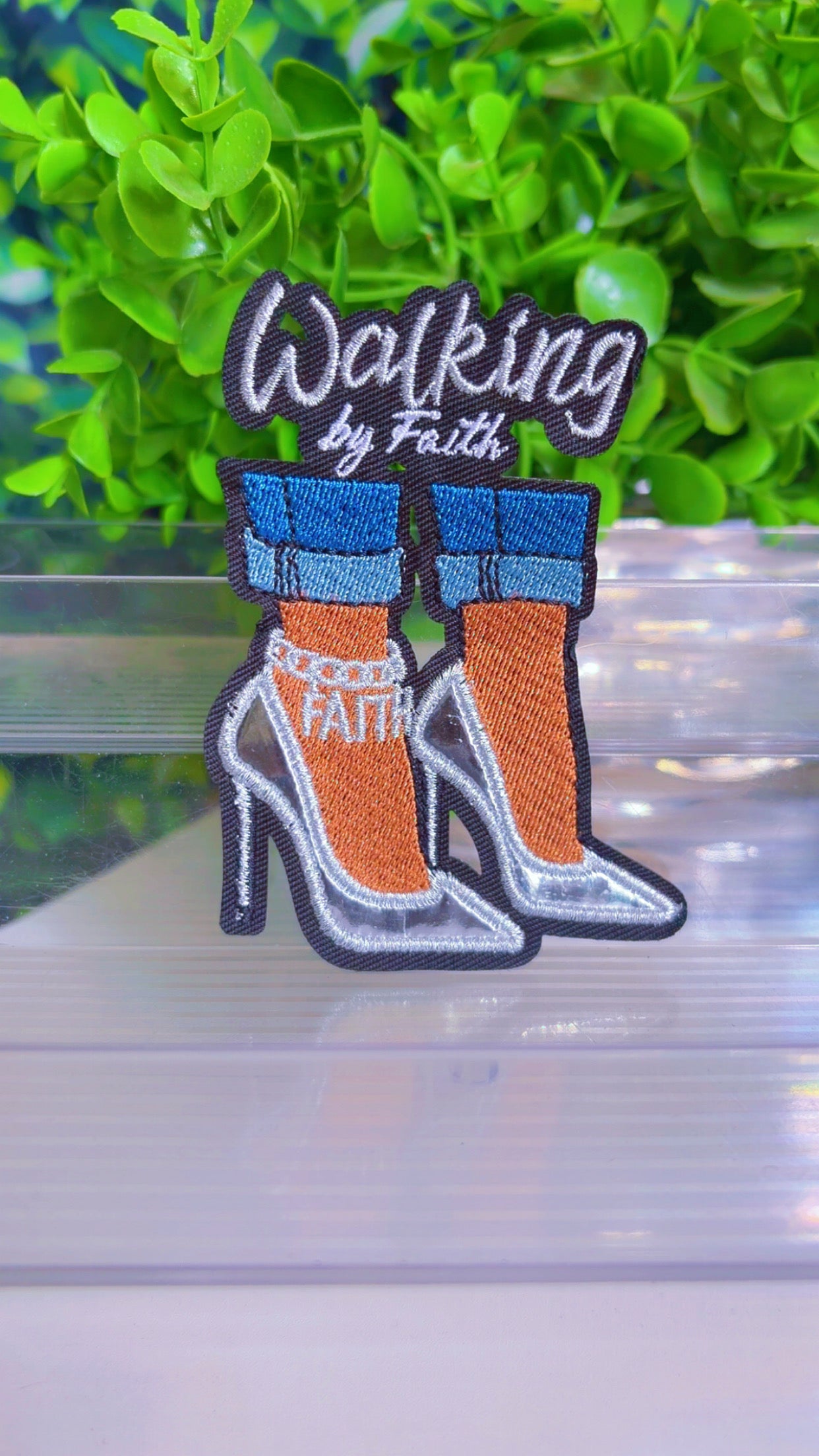 Walking on faith iron on patch