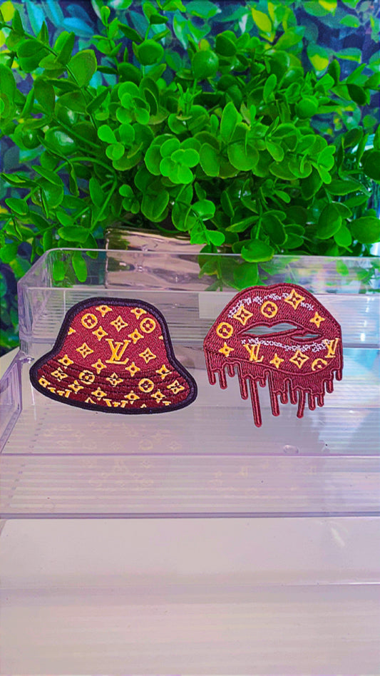 Brown combo iron on patch set of 2