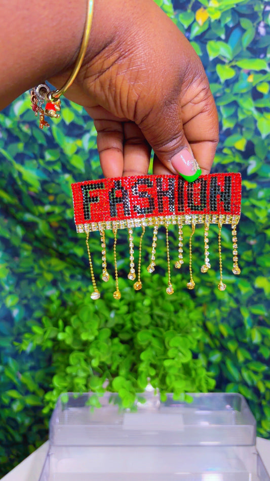 Red fashion bling iron on patch