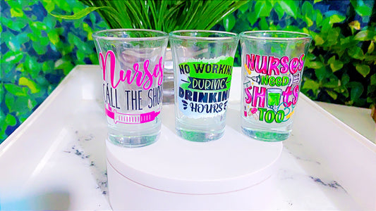 Nurses call the shots, shot glass set