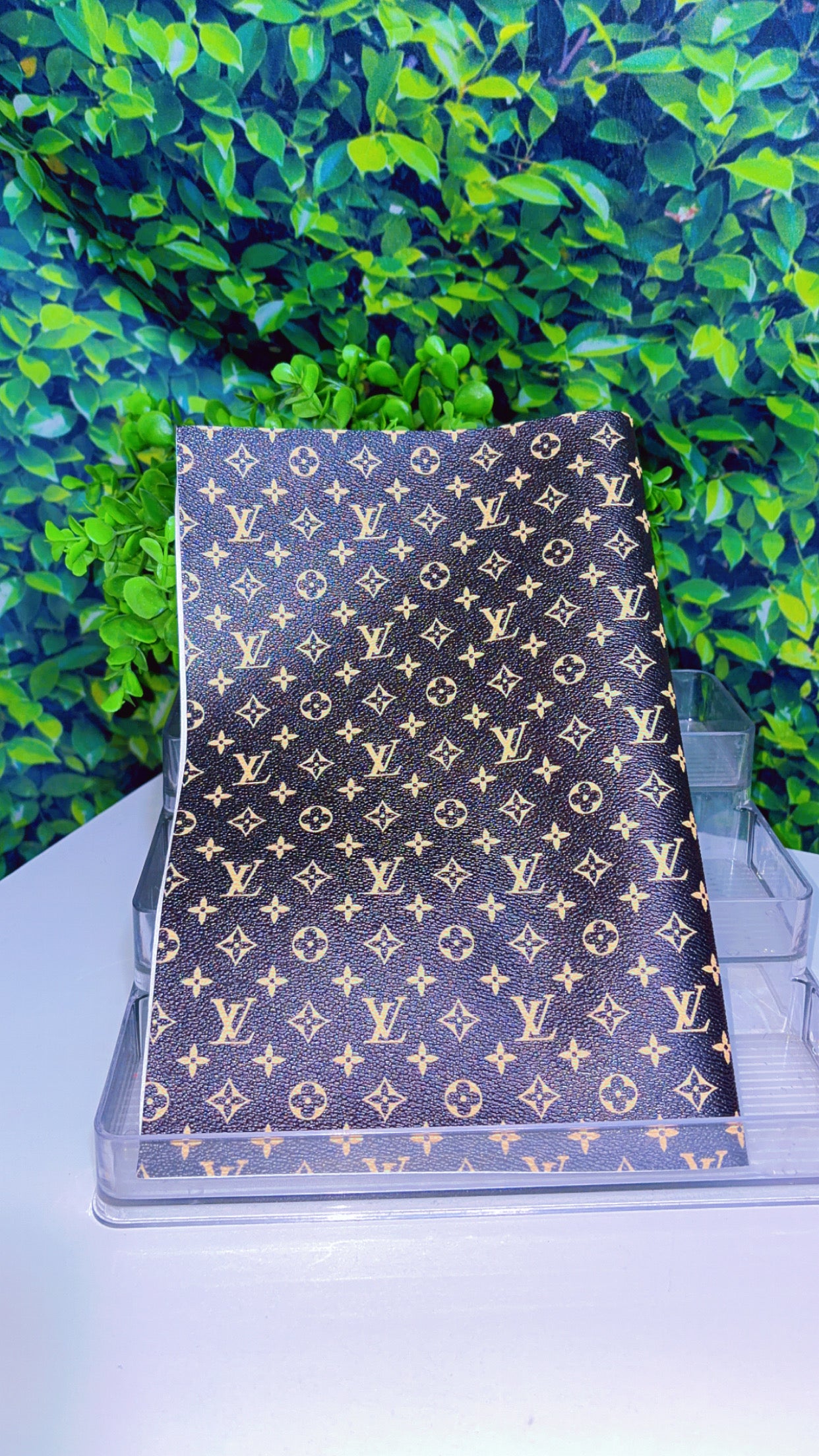 Black and beige faux leather sheet 16x12