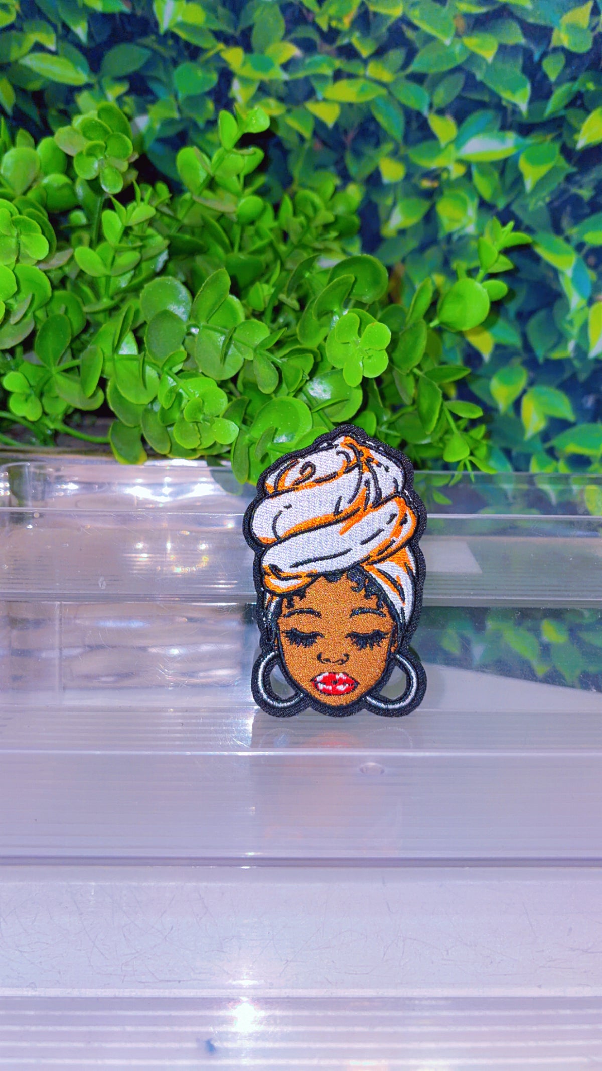 Black lady iron on patch