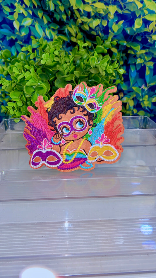 Medium size Mardi Gras iron on Betty patch