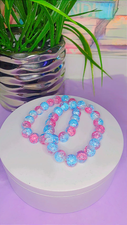 Teal and Pink Beaded Bracelet (1)