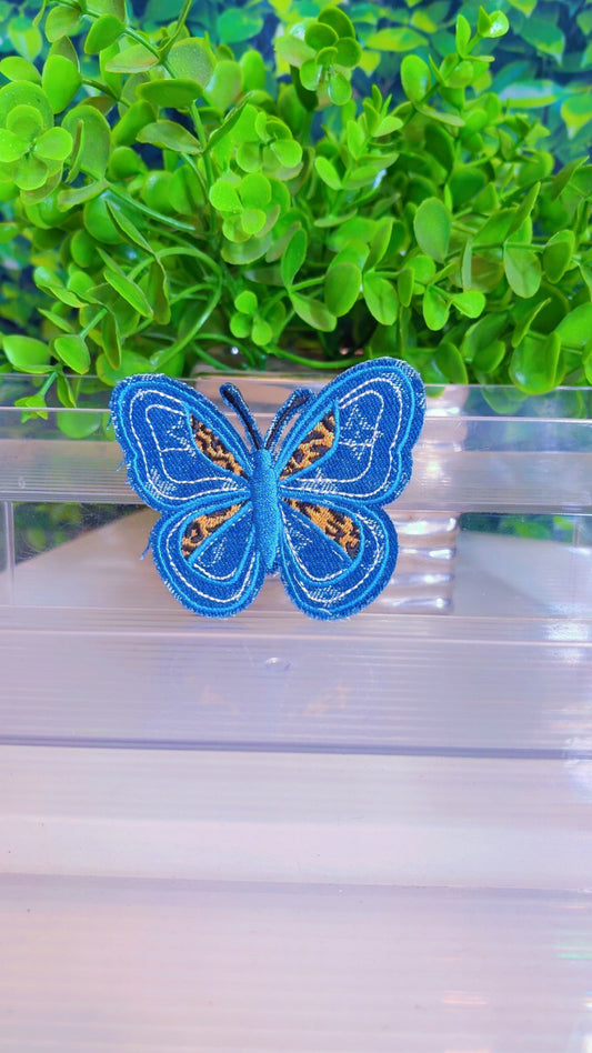 Denim butterfly iron on patch