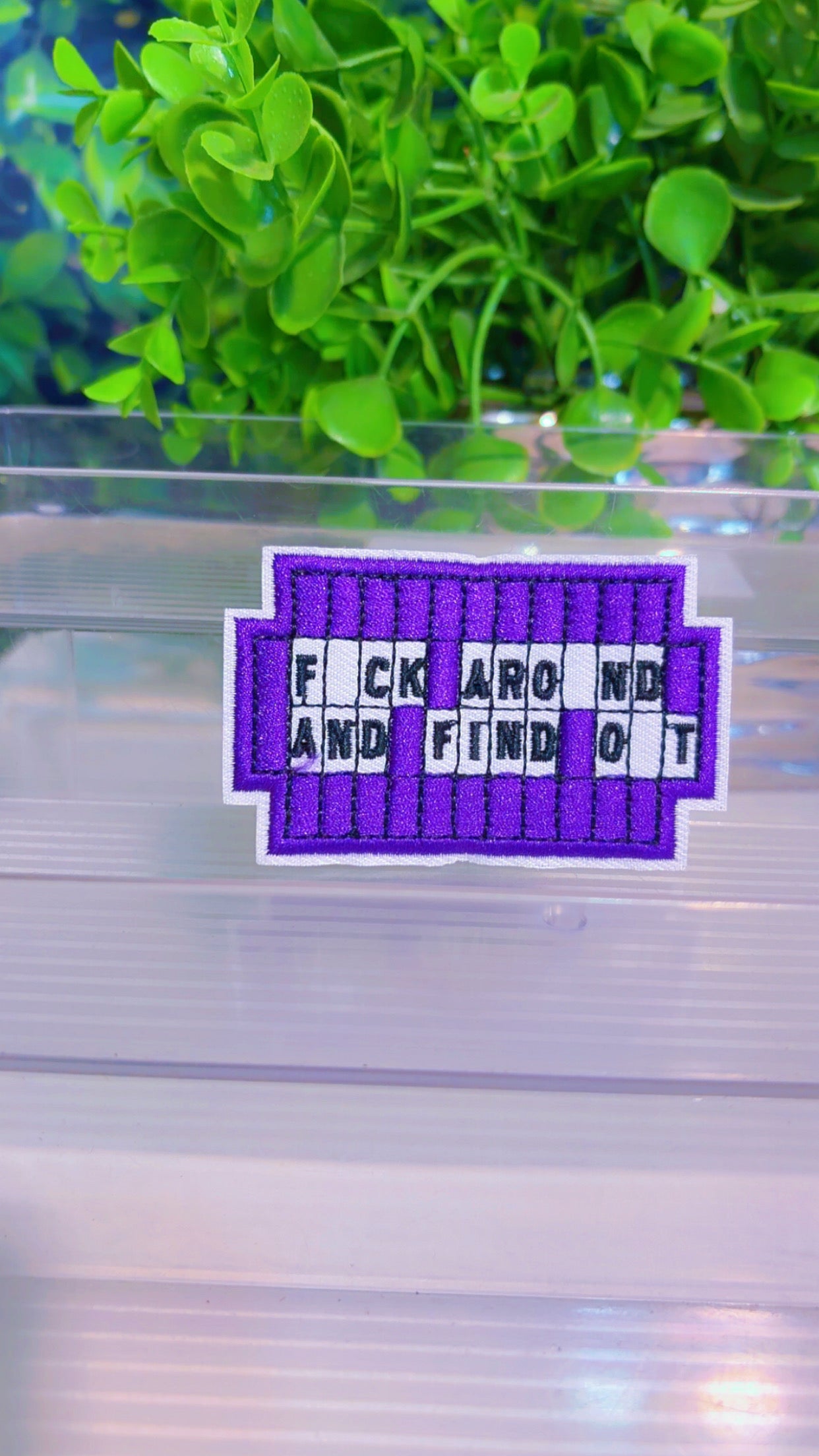 Purple iron on patch