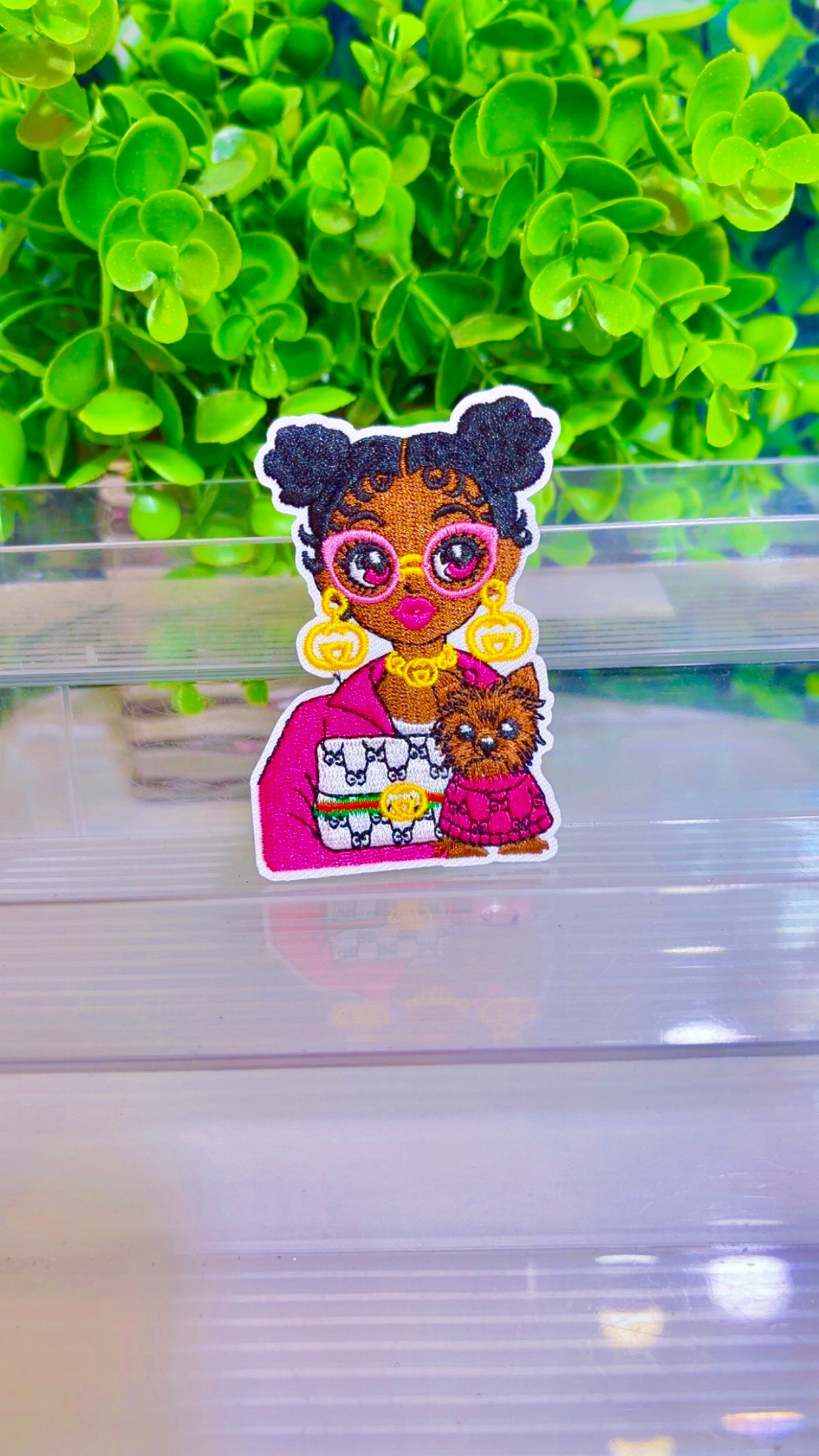 Lux lady and pup iron on patch