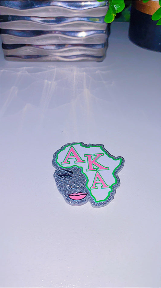 Acrylic charm with safety pin backing