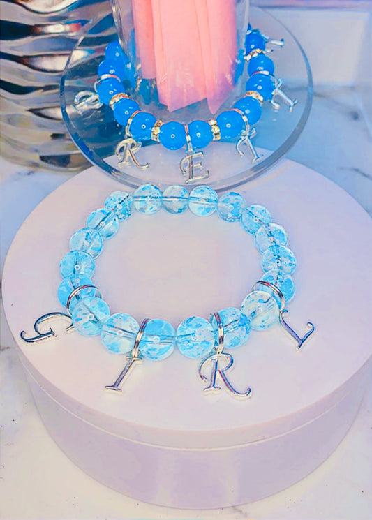 Pretty Girl (Blue Beaded charm bracelet set)