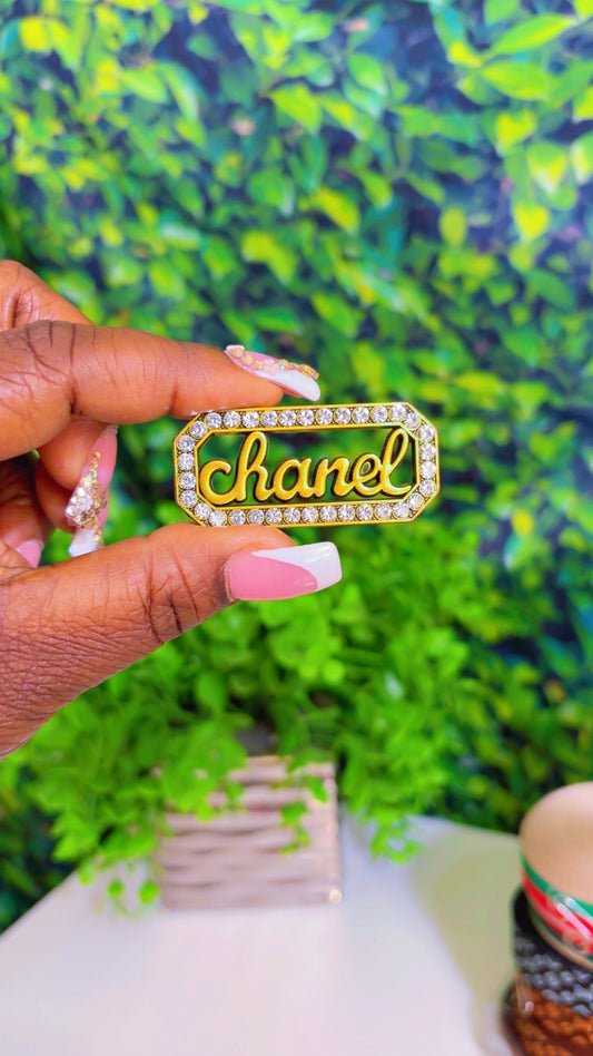 Bronze metal charm with rhinestones