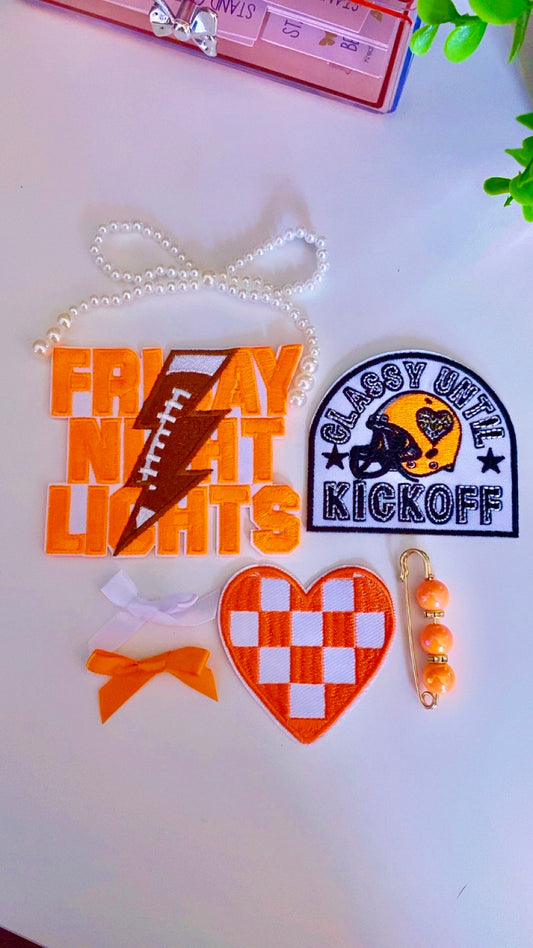 Orange Friday Night Lights iron on patch set
