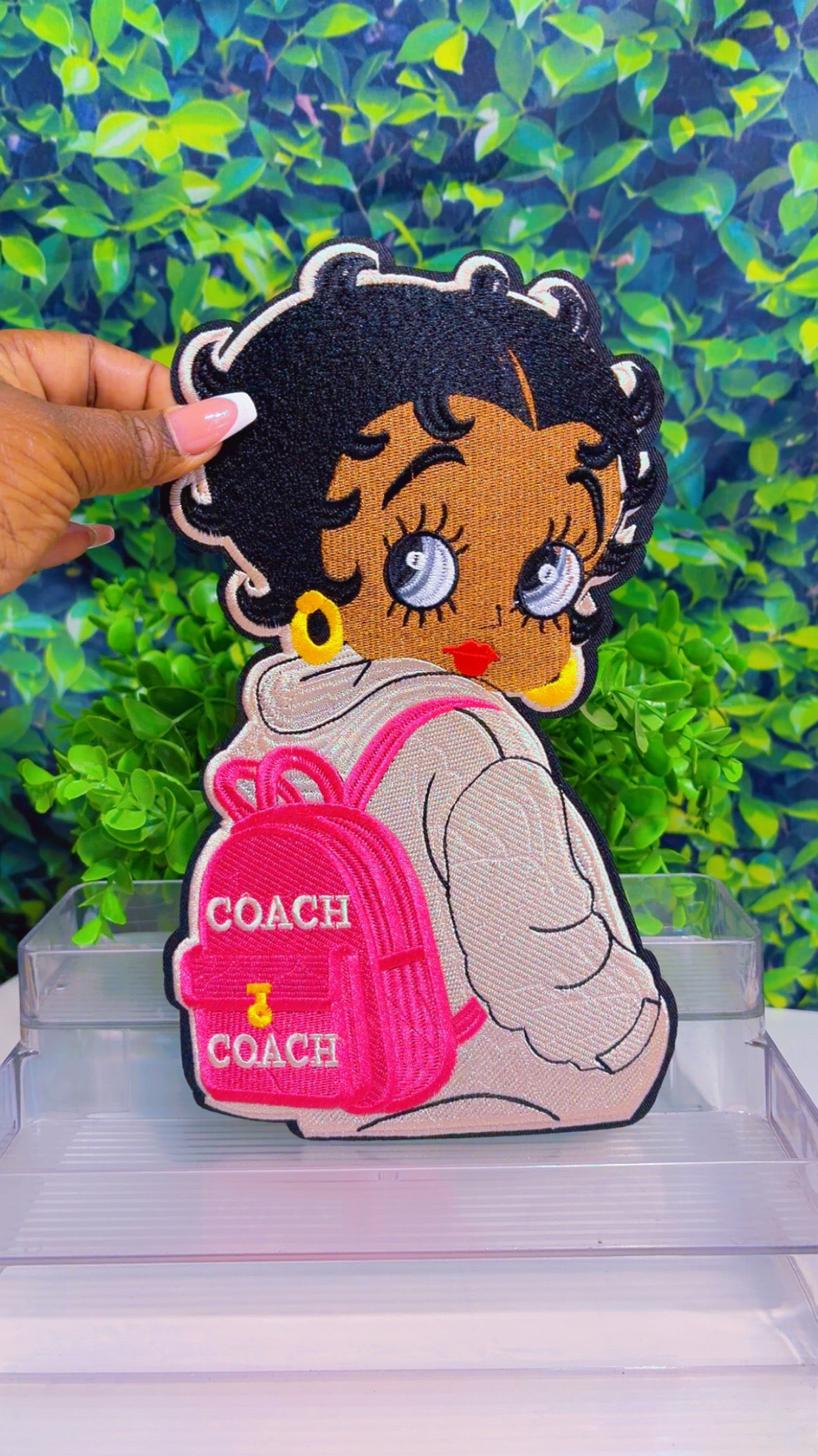 Book bag Betty iron on patch (2 size options)