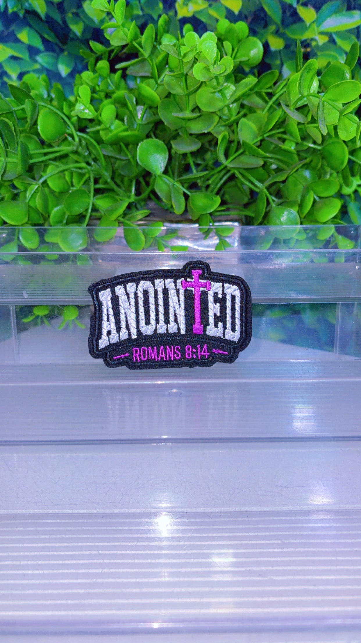 Anointed iron on patch