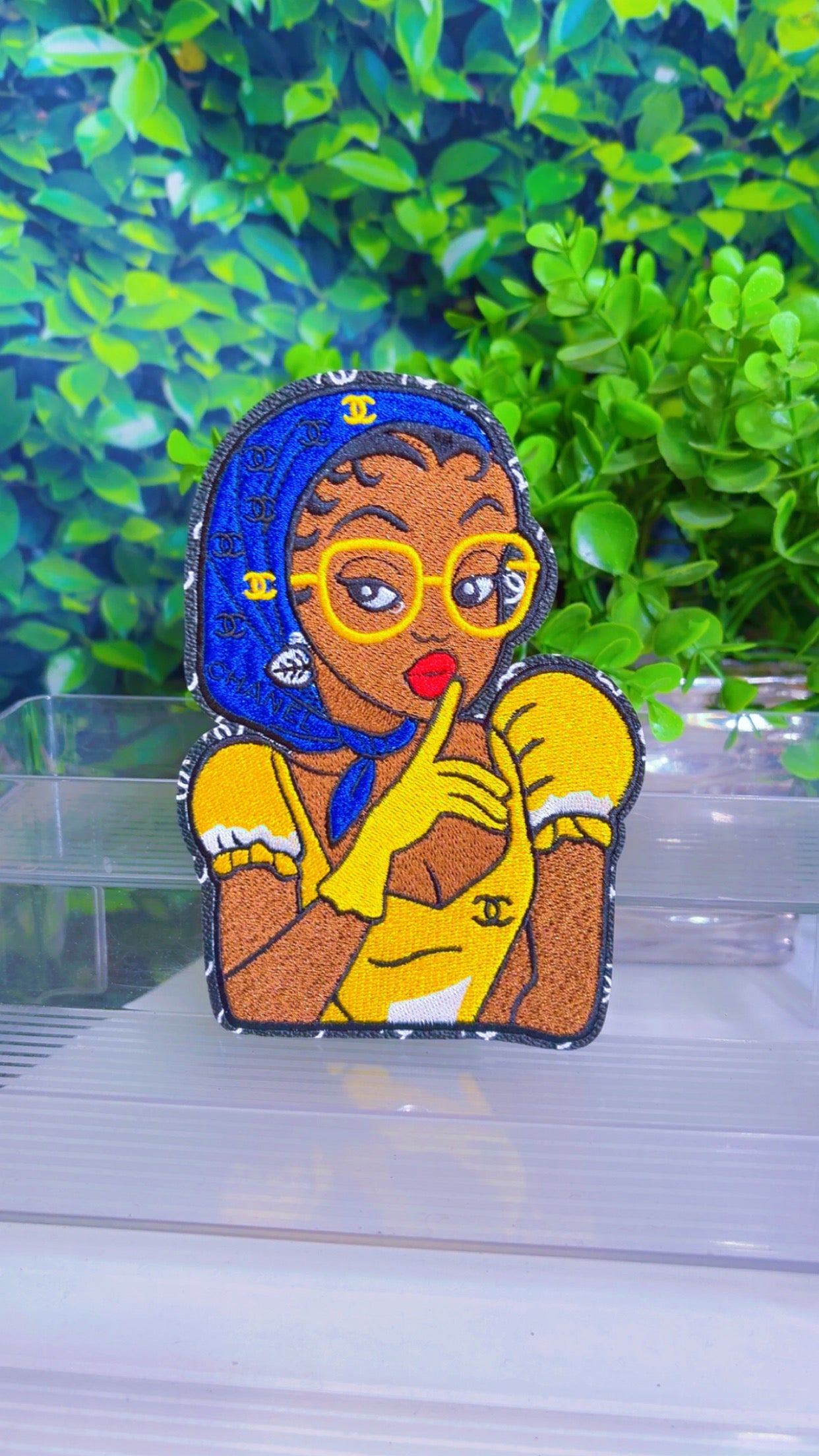 Yellow and blue medium iron on patch 4 1/2x 6